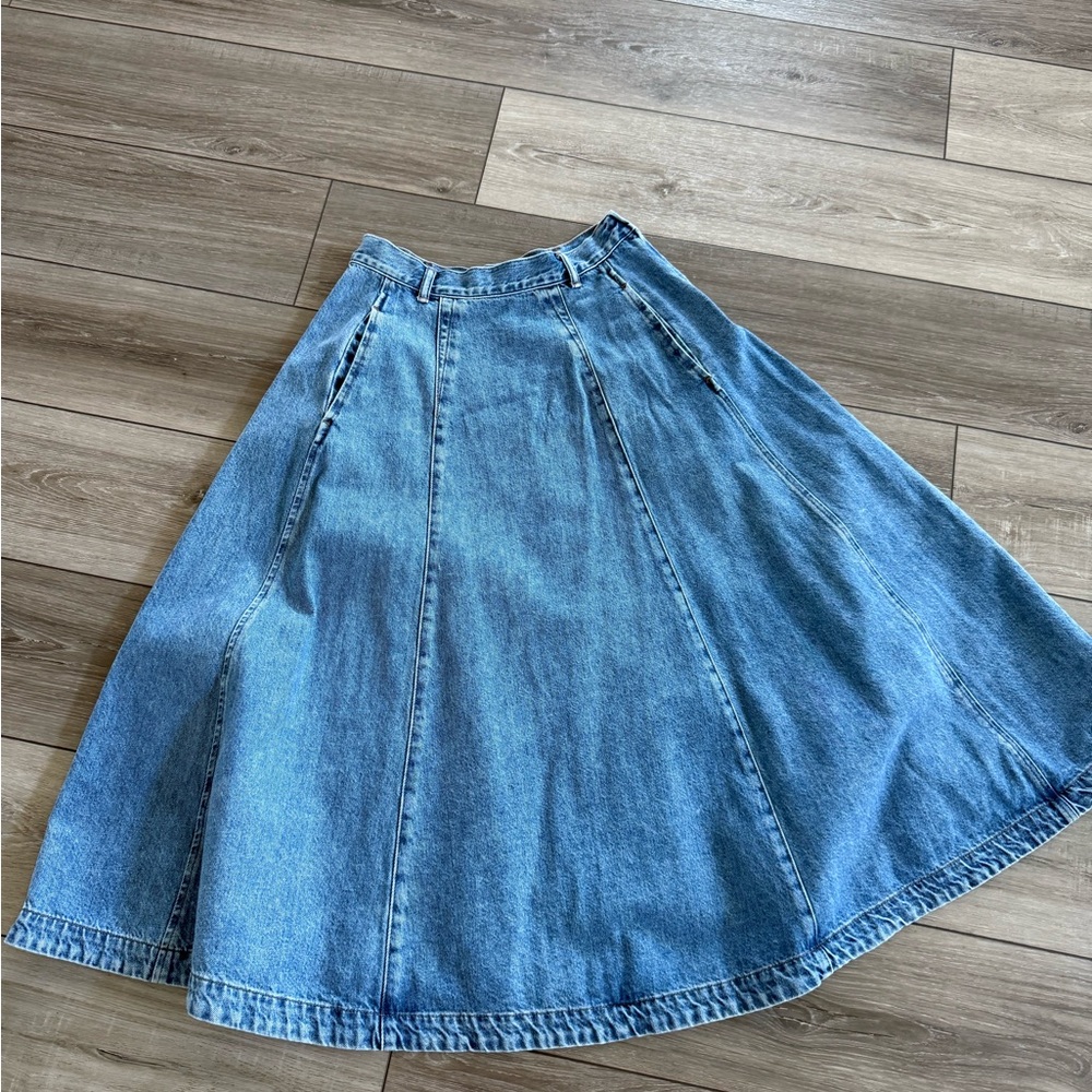 Madewell Blue Denim Midi Skirt
